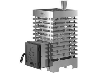 Печь для бани ASTON 16 НЕРЖ. с баком на трубе 50л Ø115 (AISI 439) (круглый) 2