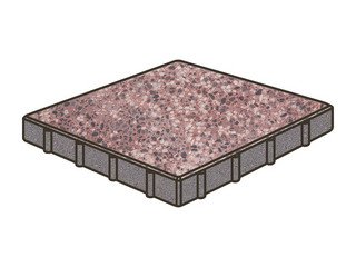 Гранитная тротуарная плитка Готика, Квадрат Granite FINO, 600x600x100, Сансет
