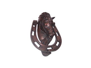 Ручка-стучалка дверная "Конь" патина Медь (Рубцовск)