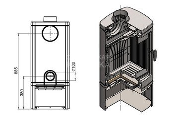 Печь-камин EVEREST H12PM 5