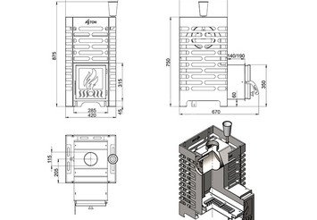 Печь для бани ASTON 16 INOX (ИНОКС) 3