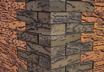 Кирпич облицовочный СТРОМА, 1НФ Лава кора дуба инкруст. 5