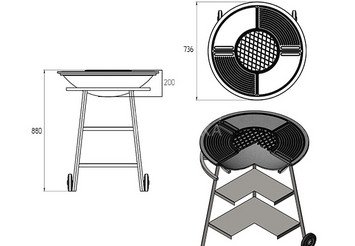 Чугунный Fantastic Grill Везувий Ø 700 (чаша+подставка+плита Gurman Ø700+крышка) 3