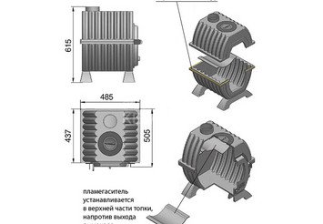 Печь отопительная Везувий чугунная 