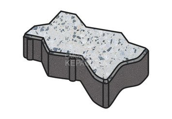 Гранитная тротуарная плитка Готика, Зигзаг/Волна Granite FINO, 60 мм, Грис Парга 1