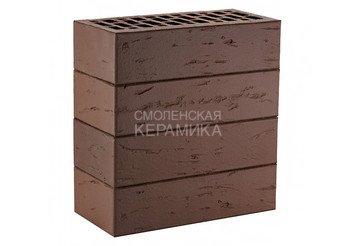 Кирпич лицевой керамический ЛСР Темно-коричневый рустик, 1НФ 4