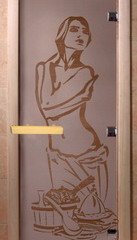 Дверь бан. DW 2000*800 кор. ольха-липа, САТИН с рис. Искушение, (00100)