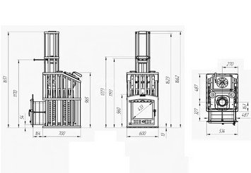 Печь чугунная для бани Технолит Гром 30 (П2) Ураган 5