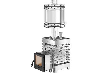 Печь для бани ASTON 12 НЕРЖ. стекло с баком на трубе 50л Ø115 (AISI 439) (круглый) 1