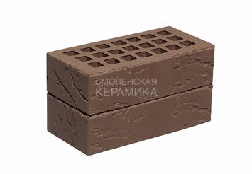 Кирпич облицовочный керамический ЖКЗ Темно-коричневый Рустик 1НФ 6