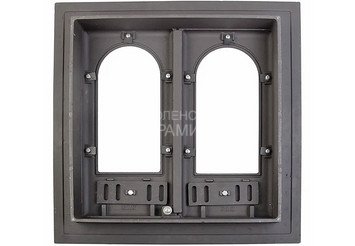 Дверца каминная ДК-8С (600х600х122) 500х500х65, окрашенная, двухстворчатая, под стекло (Рубцовск) 2