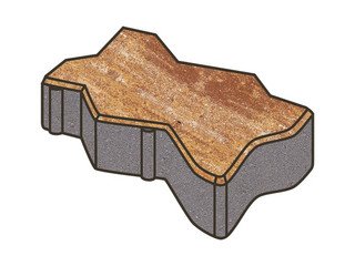 Тротуарная плитка Готика, "Зигзаг/Волна Natur", 80 мм, терракота
