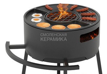 Мангал Везувий Дачник с чугунной плитой Gurman Ø450мм на подставке 2