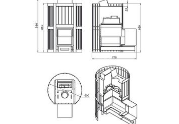 Печь чугунная для бани Везувий Ураган Ковка 22 (224) 3