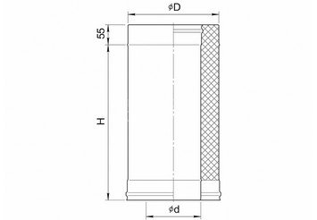 Сэндвич 0,5 м (304/0,8мм + нерж.+ ceramics) Ф115х200, Ferrum Austenite 2