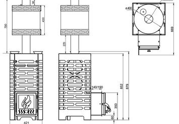 Печь для бани ASTON 20 НЕРЖ. с баком на трубе 50л Ø115 (AISI 439) (круглый) 4