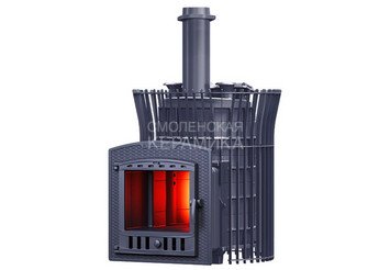 Печь чугунная для бани Технолит AVANGARD ЗК 35 (П2) Ураган в сетке Тюльпан 1