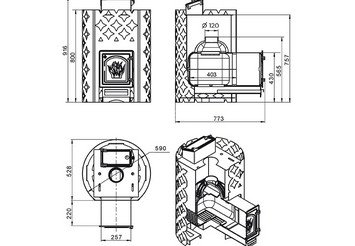 Чугунная печь для бани ЭТНА 18 (ДТ-4С) Закрытая каменка 3