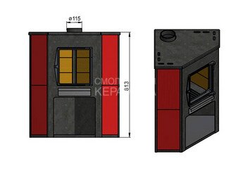 Камин ЭТНА (ДТ-4С) угловой Ø115мм 3