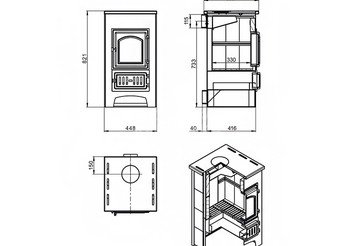Печь-Камин ВЕЗУВИЙ ПК-01 (270) красн. 9 кВт (150 м3) Ø 115 мм 4