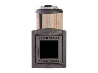 Печь банная "Атмосфера XL" в ламелях "Окаменевшее дерево" наборный рисунок