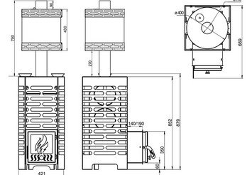 Печь для бани ASTON 20 с баком на трубе 50л Ø115 (AISI 439) (круглый) 4