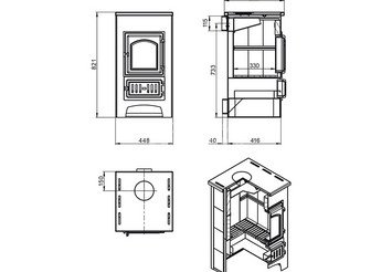 Печь-Камин ВЕЗУВИЙ ПК-01 (270) талькохлорит 9 кВт (150 м3) Ø 115 мм 4