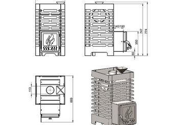 Печь для бани ASTON 16 стекло 3