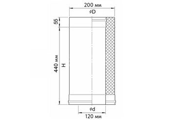 Сэндвич 0,5 м (AISI 430/0,5мм + нерж.) Ф120х200, Ferrum GS 30-50 2