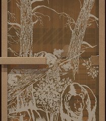 Дверь бан. DW 1900*700 кор. ольха-липа, кедр БРОНЗА с рис. Мишки (00932)