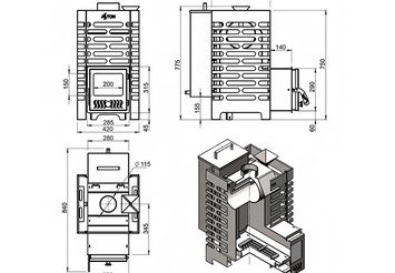 Печь для бани ASTON 16 стекло АКВА 4