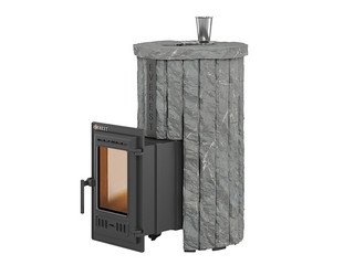 Печь для бани Эверест "Steam Master 18 ЧУГУН" Ламель Рваный камень, S-20