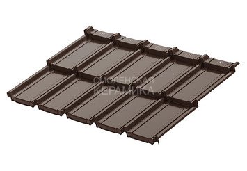 Модульная черепица AQUASYSTEM Берген PE Rooftop Бархат, Zn140, Тёмно-коричневый RR32, 1165х765мм 2