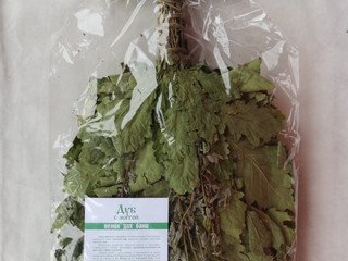 Веник "Экстра" из кавказского дуба с мятой в индивидуальной упаковке