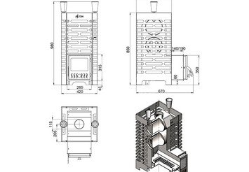 Печь для бани ASTON 20 INOX (ИНОКС) стекло 3