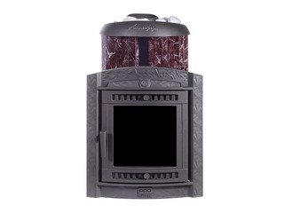 Печь банная "Атмосфера L" в ламелях "Россо Леванто" наборный рисунок