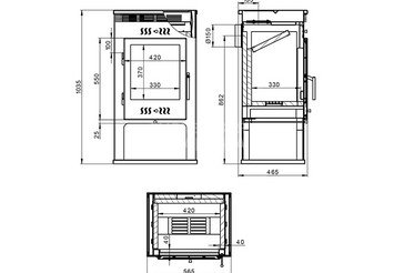 Печь-Камин ASTON 11кВт (180 м3) Ø 150мм 3
