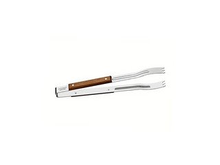 Щипцы для мяса и барбекю нержавеющая сталь с деревяной ручкой 33 см