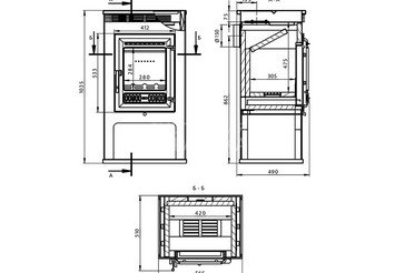 Печь-Камин ASTON 11кВт (180 м3) Ø150мм (Чугунная дверь) Амфиболит 3