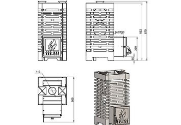 Печь для бани ASTON 20 стекло 3