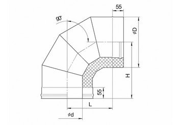 Сэндвич-колено 90° (AISI 430/0,8мм + нерж.) Ф160х250, Ferrum HF 30-50 2