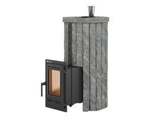 Печь для бани Эверест "Steam Master 24 ЧУГУН" Ламель Рваный камень, S-20