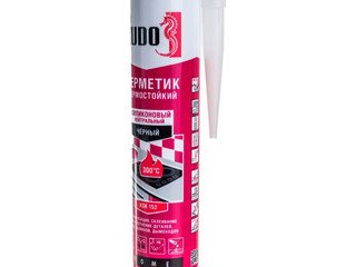 Герметик термостойкий силиконовый, черный, KUDO, 280мл (12 шт/уп)