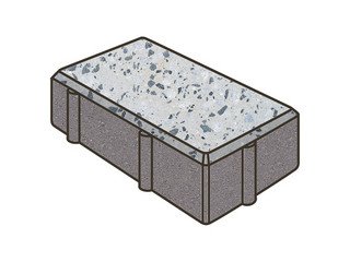 Гранитная тротуарная плитка Готика, Брусчатка Granite FINO, 200x100x80, Грис Парга