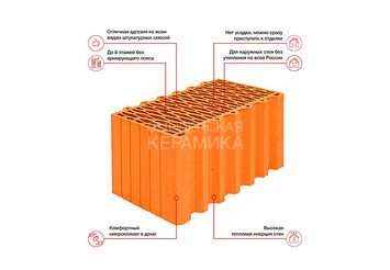 Камень керамический крупноформатный Porotherm 44 3