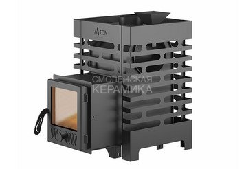 Печь для бани ASTON 12 стекло с баком на трубе 50л Ø115 (AISI 439) (круглый) 2