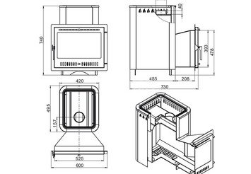 Печь ВЕЗУВИЙ Русичъ Антрацит 22 Панорама 