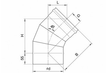 Колено 3 сек. угол 135° (430/0,5 мм) Ф100 2