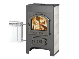 Печь-Камин ВЕЗУВИЙ ПК-01 (205) с плитой и т/о беж. 12 кВт (200 м3) Ø 150 мм