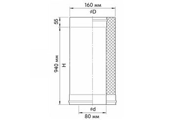 Сэндвич 1,0 м (AISI 430/0,5мм + нерж.) Ф80х160, Ferrum GS 30-50 2